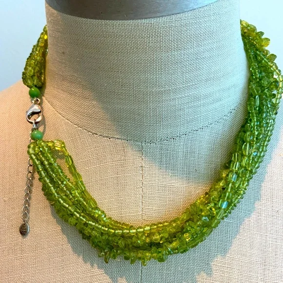 Shimmering 7 Strand Peridot Necklace